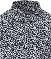GMF 965 WHITE AND BLUE FLORAL SHIRT