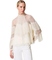 TWINSET WHITE PLEATED BLOUSE