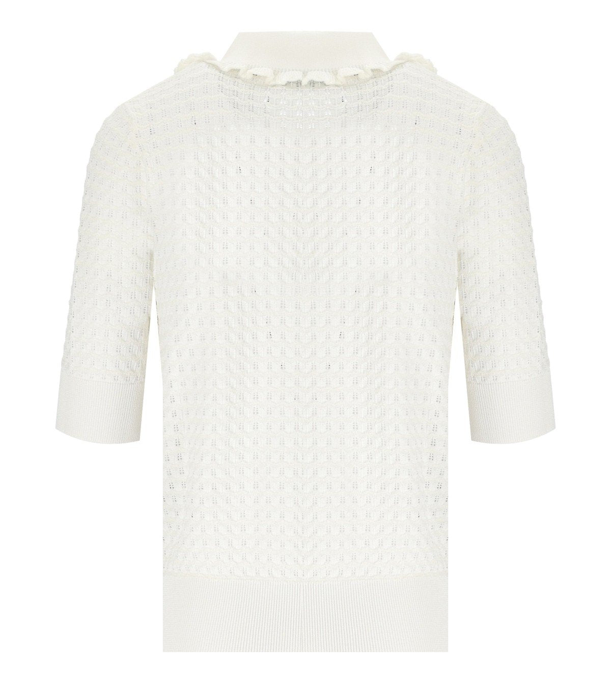 ESSENTIEL ANTWERP HEMIRATES WHITE KNITTED POLO SHIRT