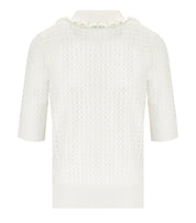 ESSENTIEL ANTWERP HEMIRATES WHITE KNITTED POLO SHIRT
