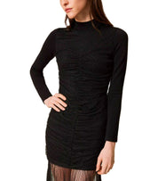 TWINSET BLACK PLUMETIS LONG DRESS