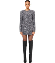 ELISABETTA FRANCHI STEEL MINI DRESS WITH SEQUINS