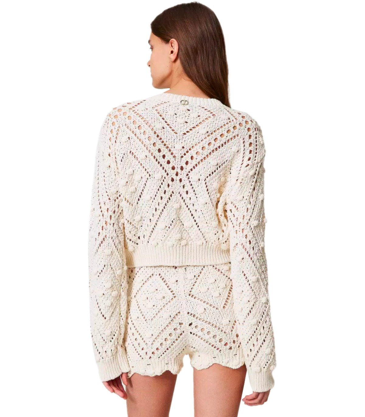 TWINSET LIGHT NATURAL CROPPED CARDIGAN