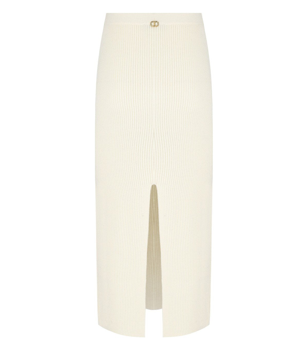 TWINSET WHITE KNITTED MIDI SKIRT