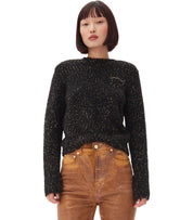 GANNI MELANGE BLACK CREWNECK JUMPER