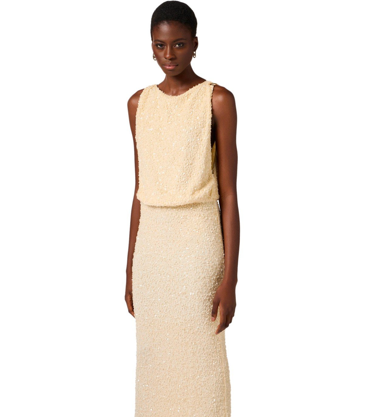 ELISABETTA FRANCHI RED CARPET LEMONADE SEQUINS DRESS