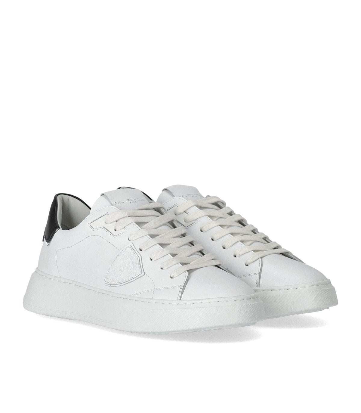 PHILIPPE MODEL TEMPLE WHITE BLACK LEATHER SNEAKER
