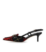 DÉCOLLETÉ SLINGBACK TARTAN NERO ROSSO ELISABETTA FRANCHI