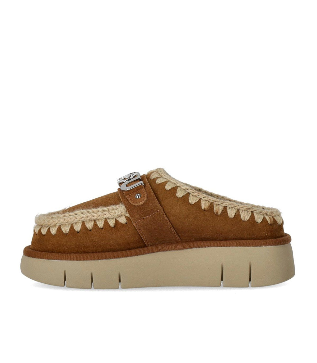 MOU BOUNCE METAL LOGO COGNAC CLOG