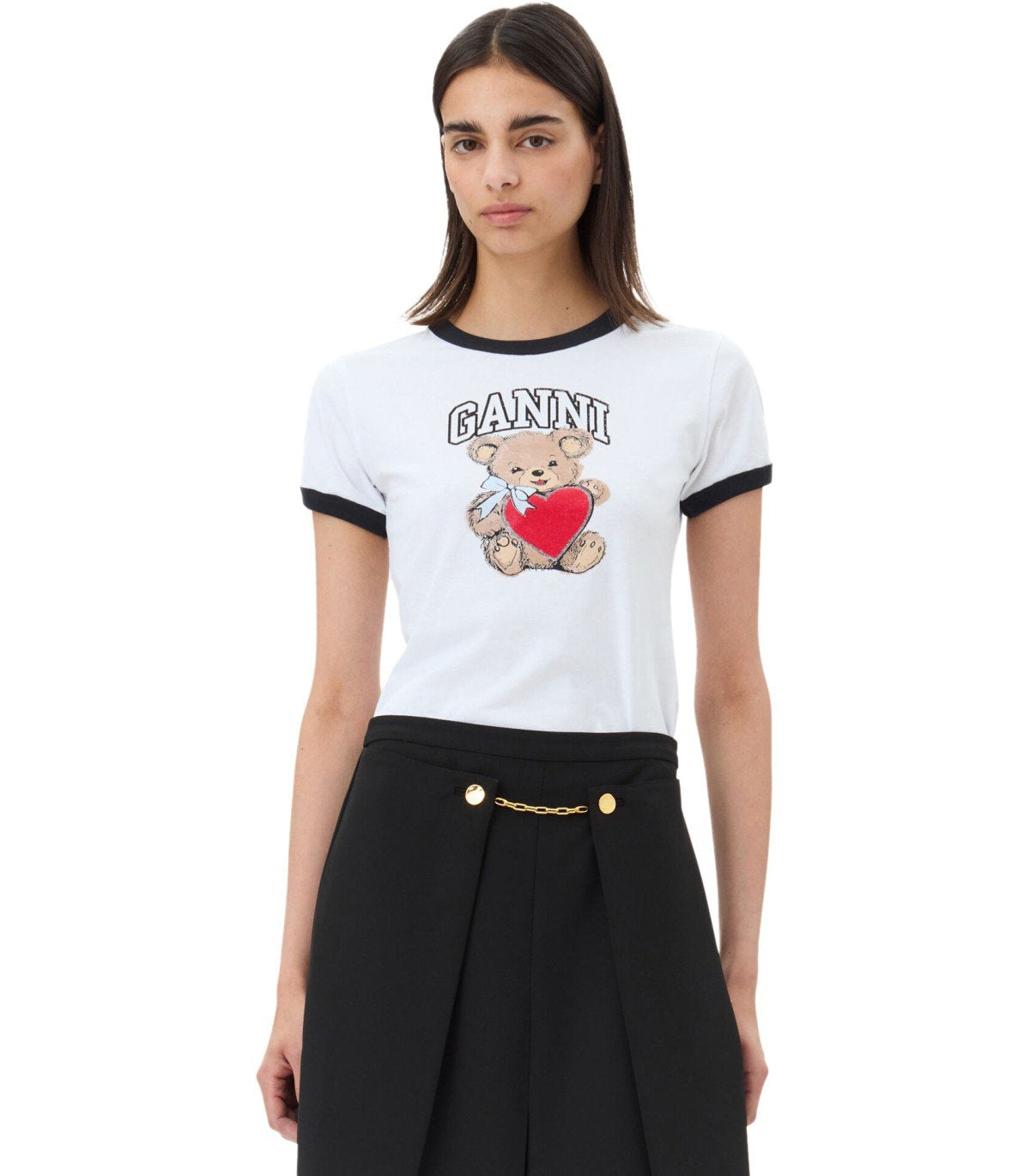 T-SHIRT BIANCA CON ORSO GANNI