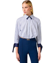 ELISABETTA FRANCHI OLTREMARE STRIPED CROPPED SHIRT