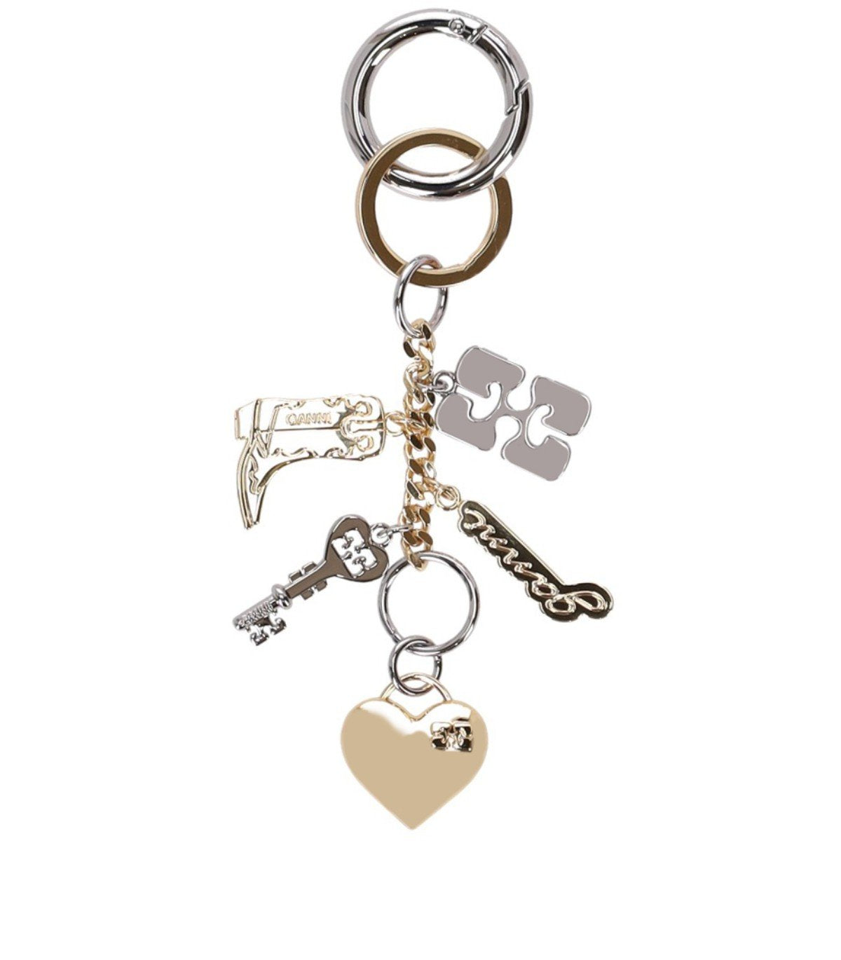 GANNI BOU SILVER GOLD KEYCHAIN