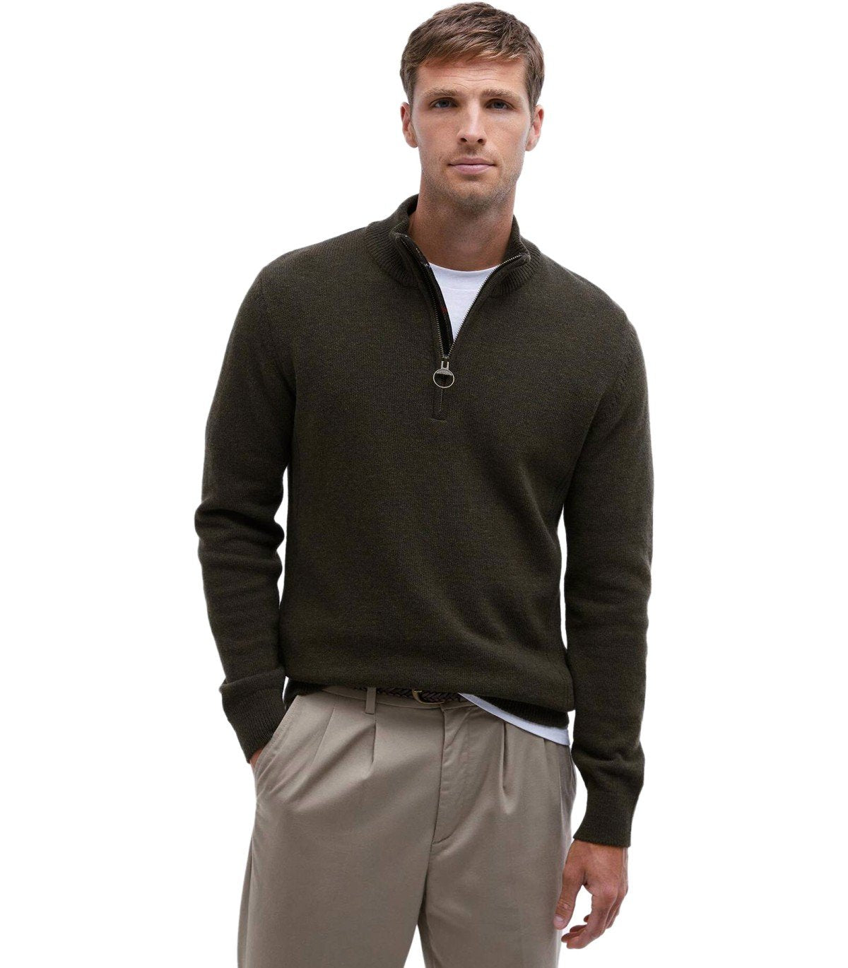 PULL HOLDEN ZIP VERT OLIVE BARBOUR