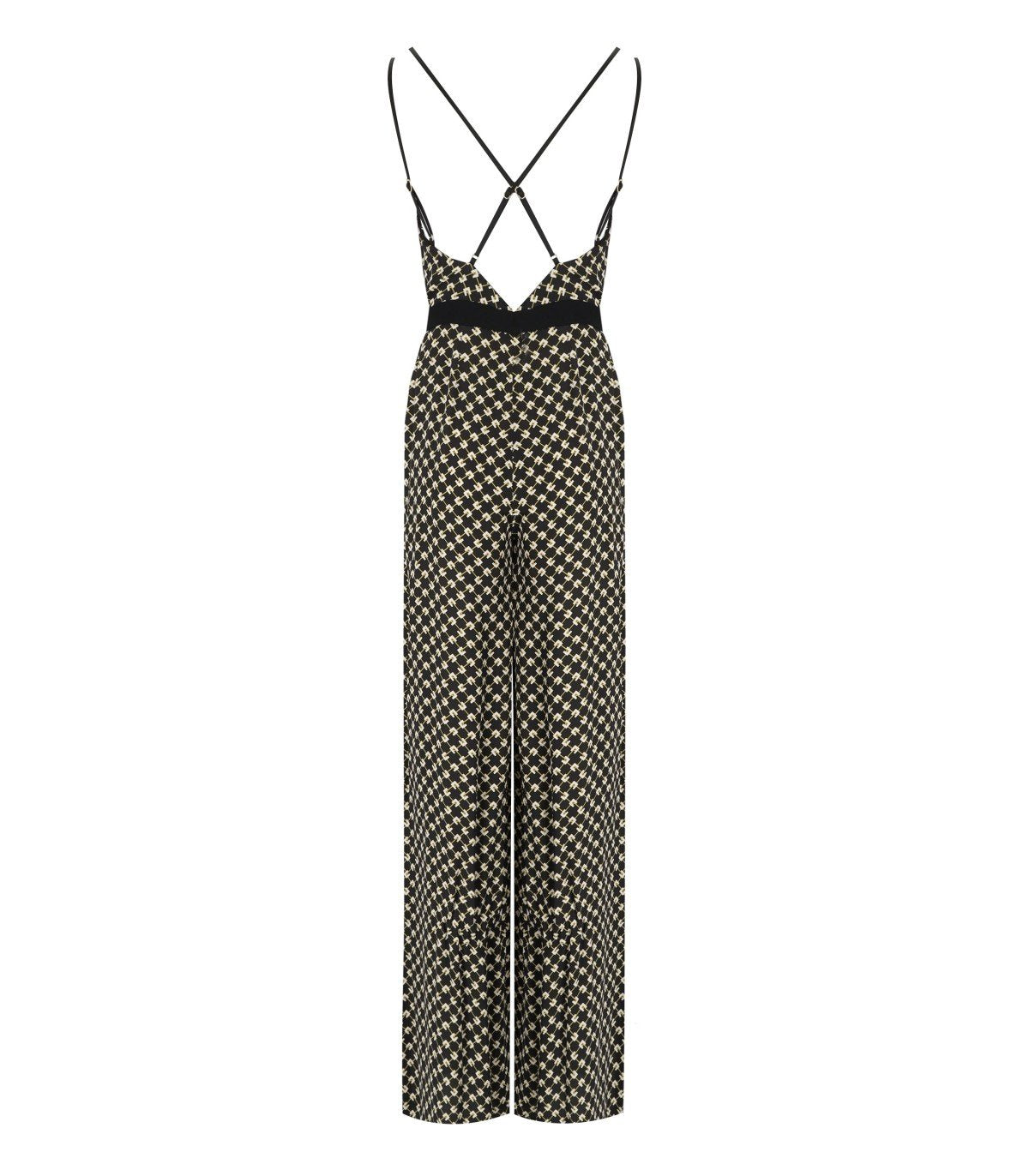 ELISABETTA FRANCHI NERO BURRO PATTERNED JUMPSUIT