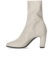 STRATEGIA ZHAIRA WHITE HEELED ANKLE BOOT