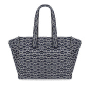EMPORIO ARMANI MONOGRAM BLUE ÉCRU MEDIUM SHOPPING BAG