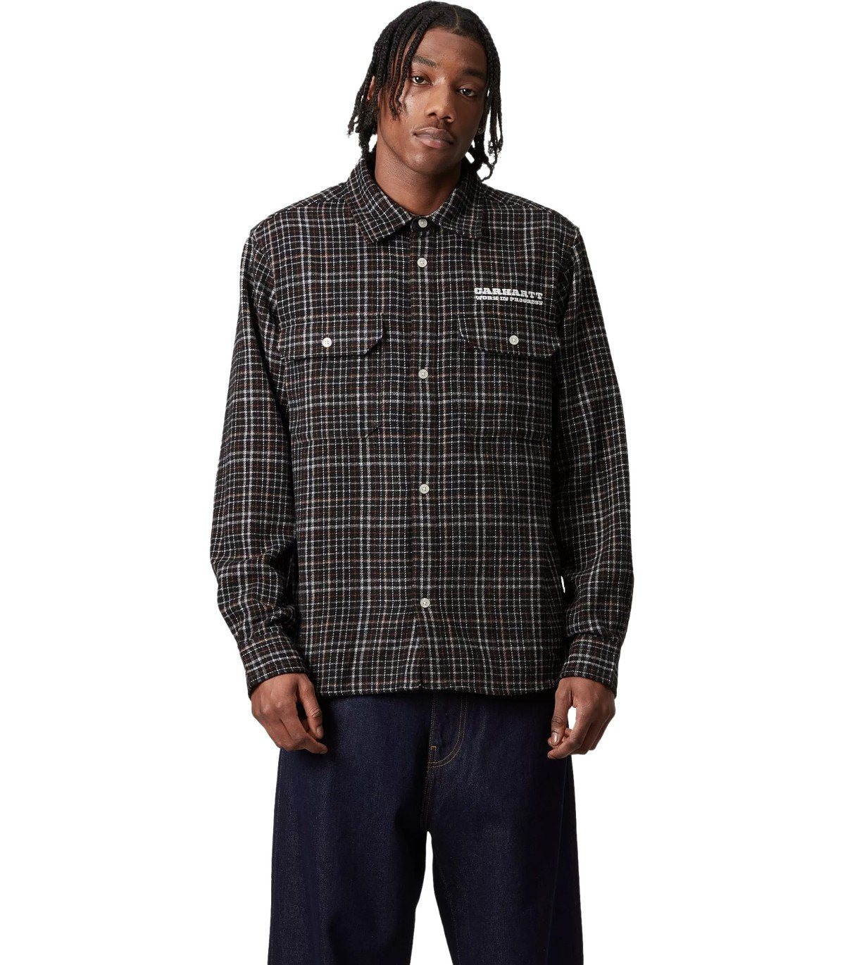 CARHARTT WIP RUNAWAY MILLETT CHECK BLACK SHIRT