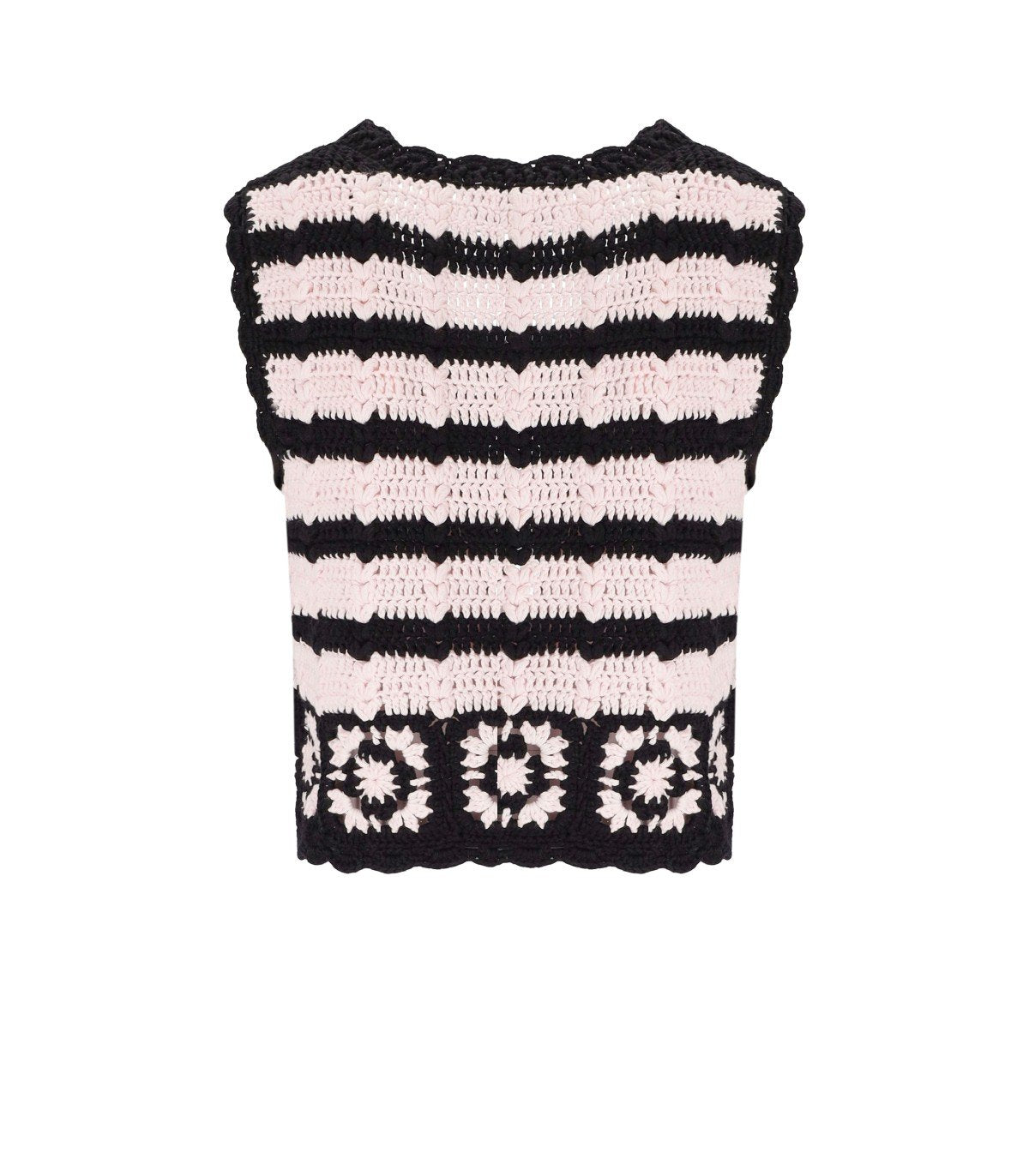 GANNI BLACK AND PINK CROCHET VEST