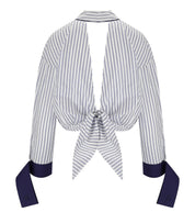 ELISABETTA FRANCHI OLTREMARE STRIPED CROPPED SHIRT