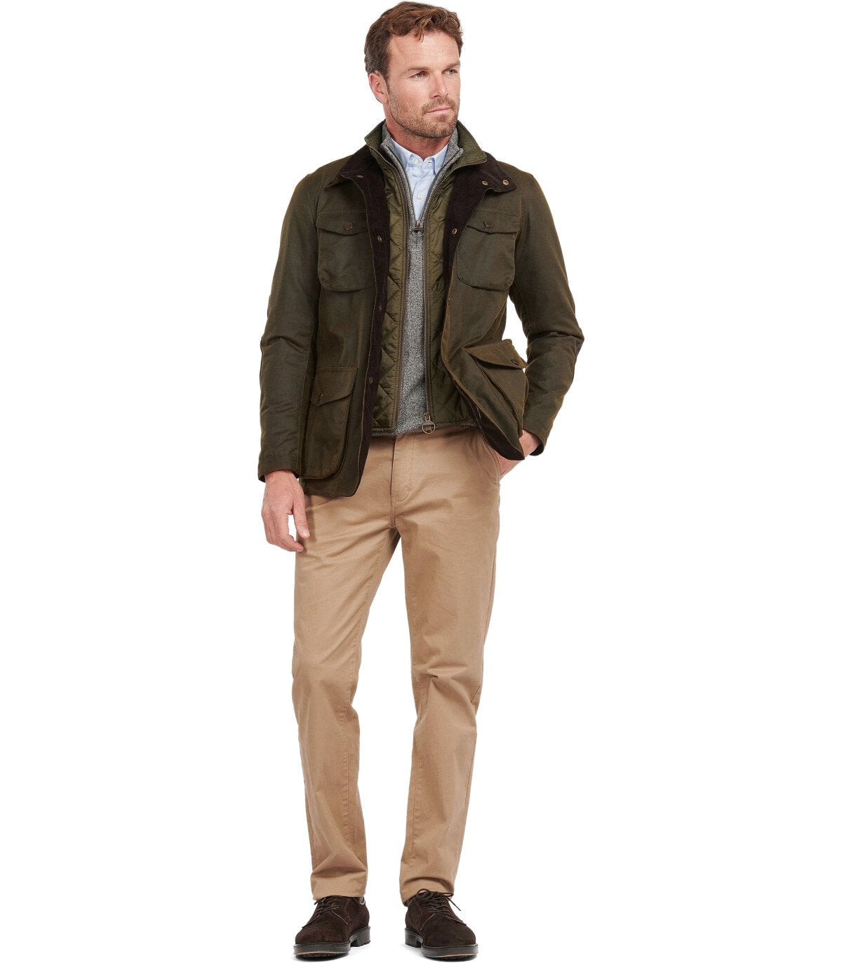 BARBOUR OGSTON WAX OLIVE GREEN JACKET