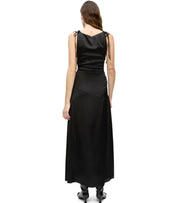 GANNI SATIN BLACK LONG DRESS