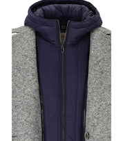 BOB IVER MELANGE GREY DOUBLE-BREASTED COAT