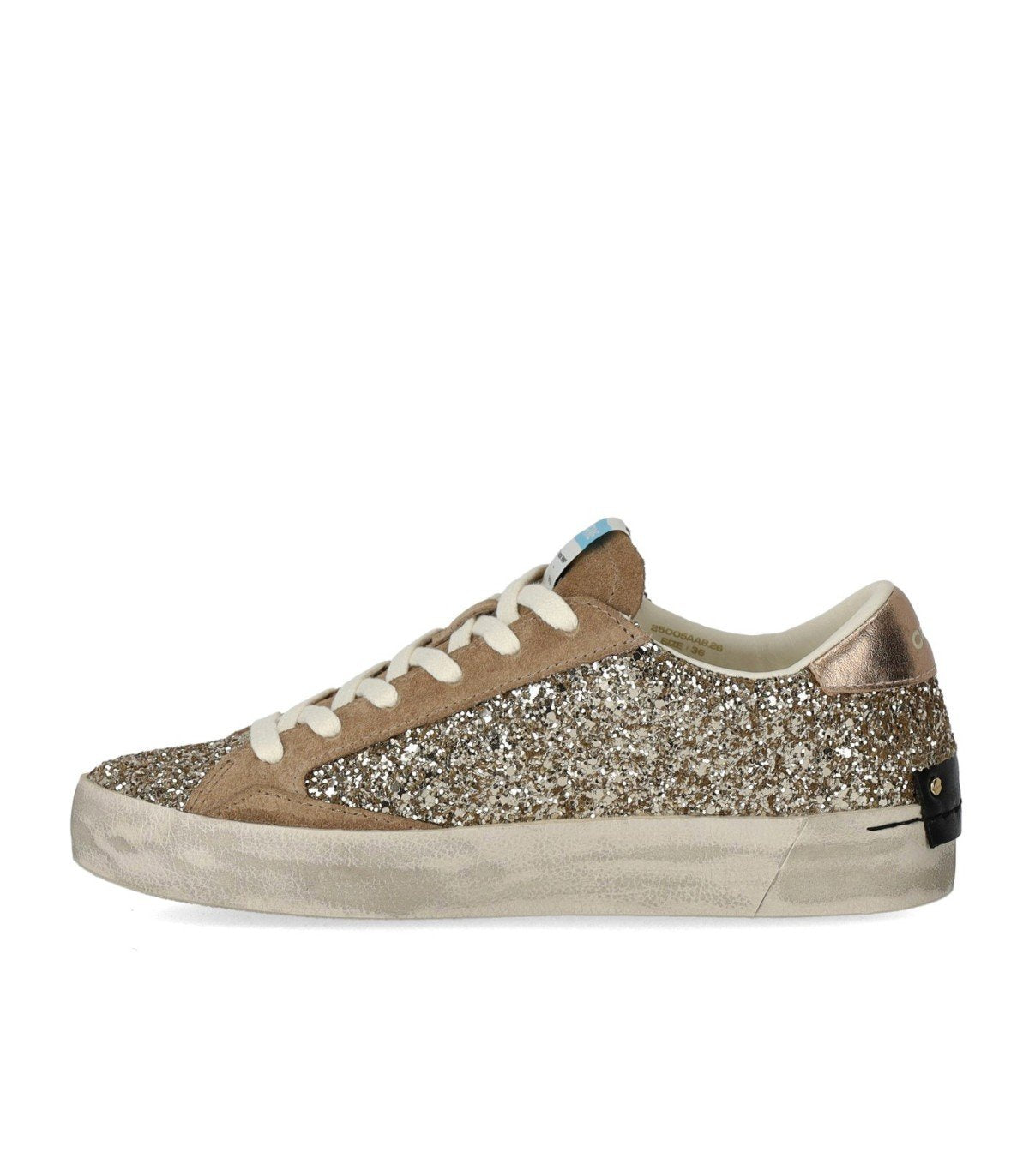 CRIME LONDON DISTRESSED GLITTER GOLD SNEAKER