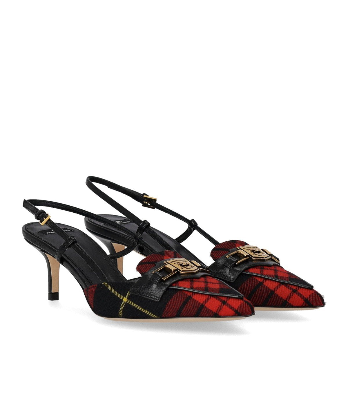 DÉCOLLETÉ SLINGBACK TARTAN NERO ROSSO ELISABETTA FRANCHI
