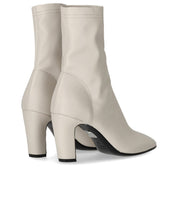 STRATEGIA ZHAIRA WHITE HEELED ANKLE BOOT