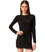 TWINSET BLACK PLUMETIS DRESS