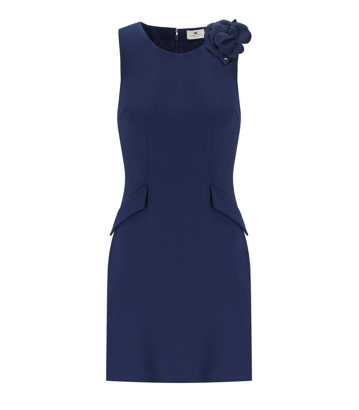 ELISABETTA FRANCHI OLTREMARE SHEATH DRESS WITH BROOCH