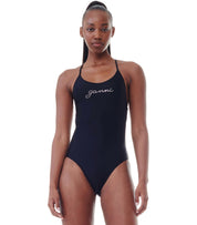 GANNI BLACK SWIMSUIT WITH LOGO