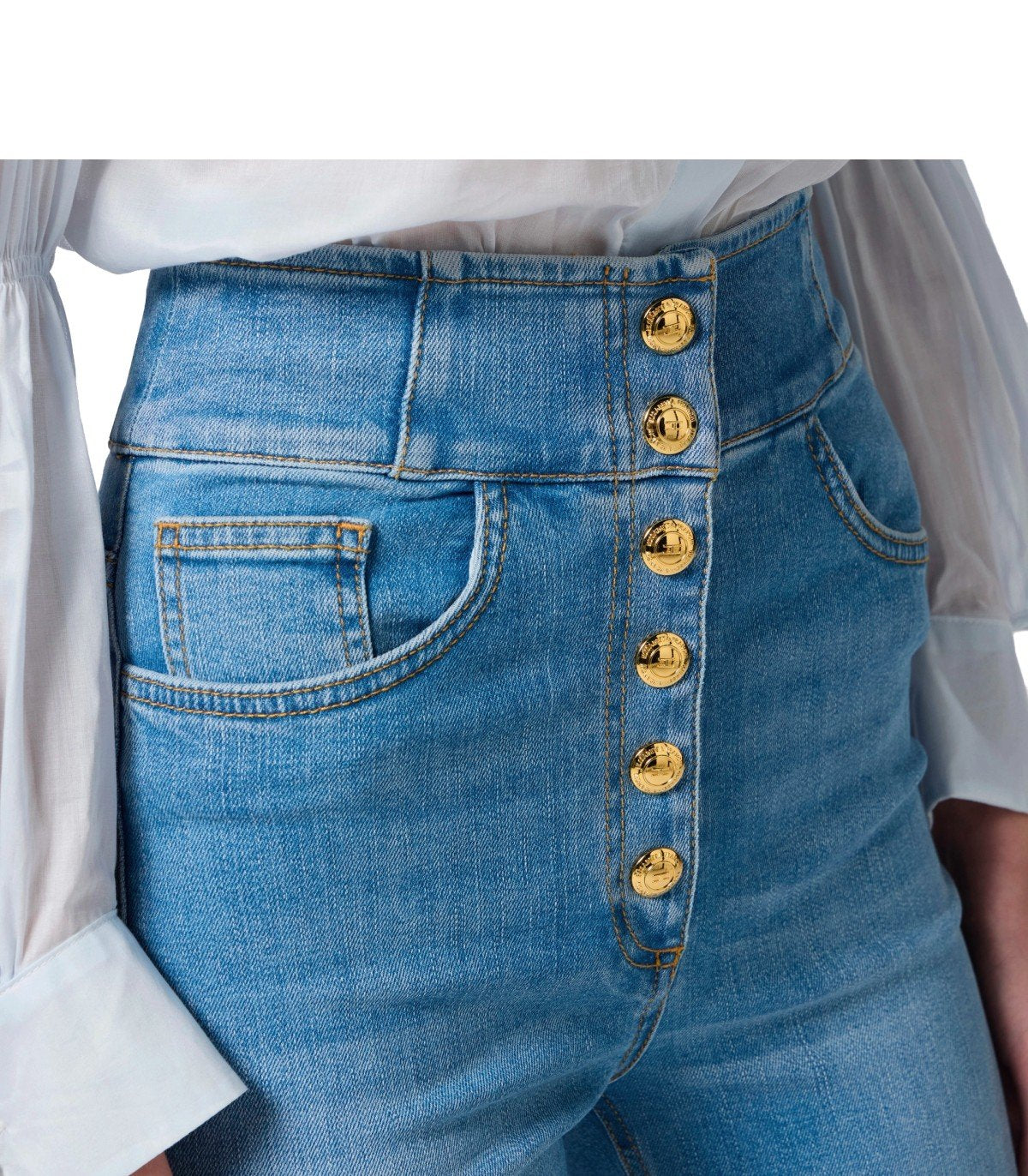 ELISABETTA FRANCHI HIGH WAISTED JEANS WITH BUTTONS