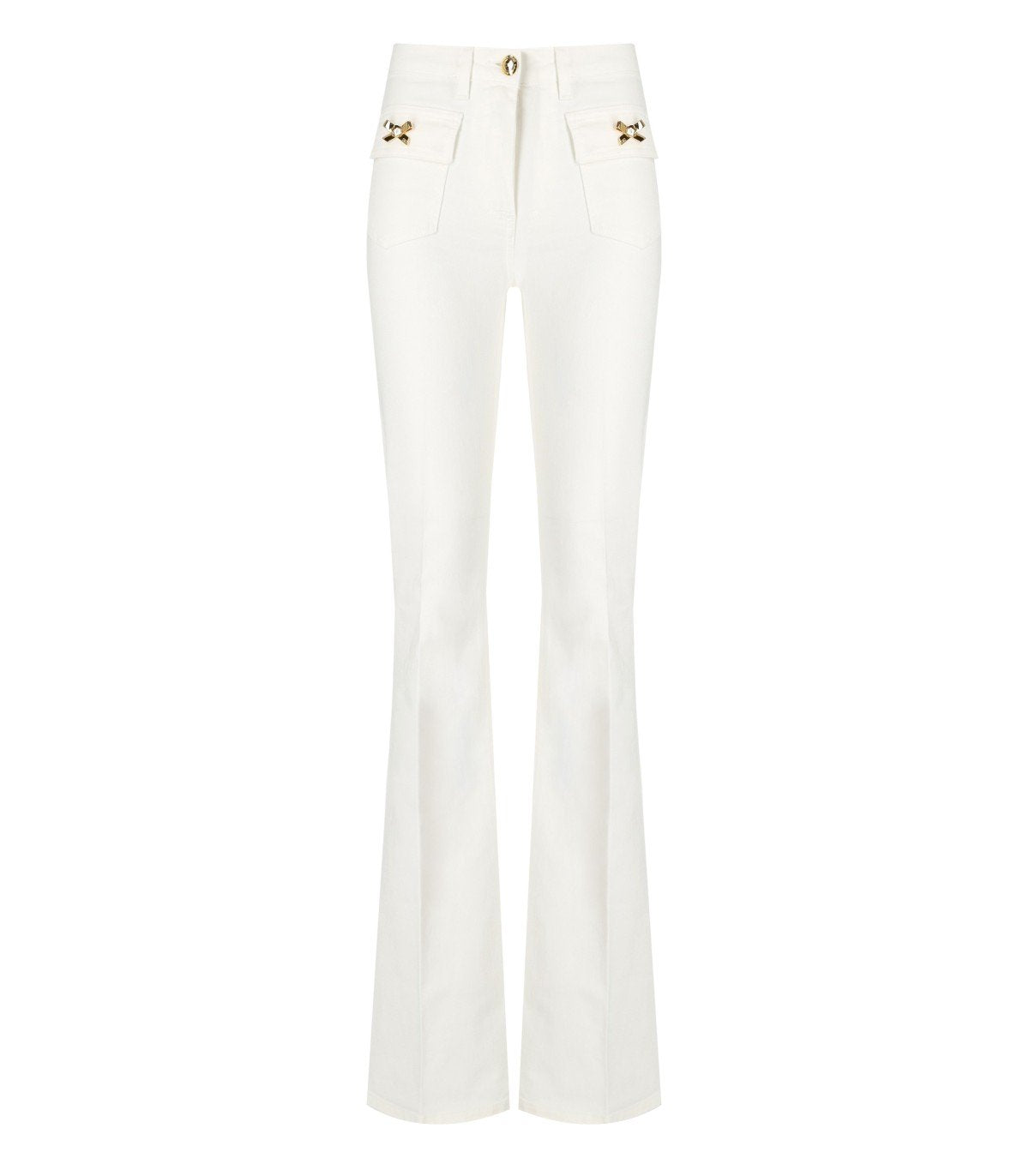 ELISABETTA FRANCHI IVORY COTTON JEANS