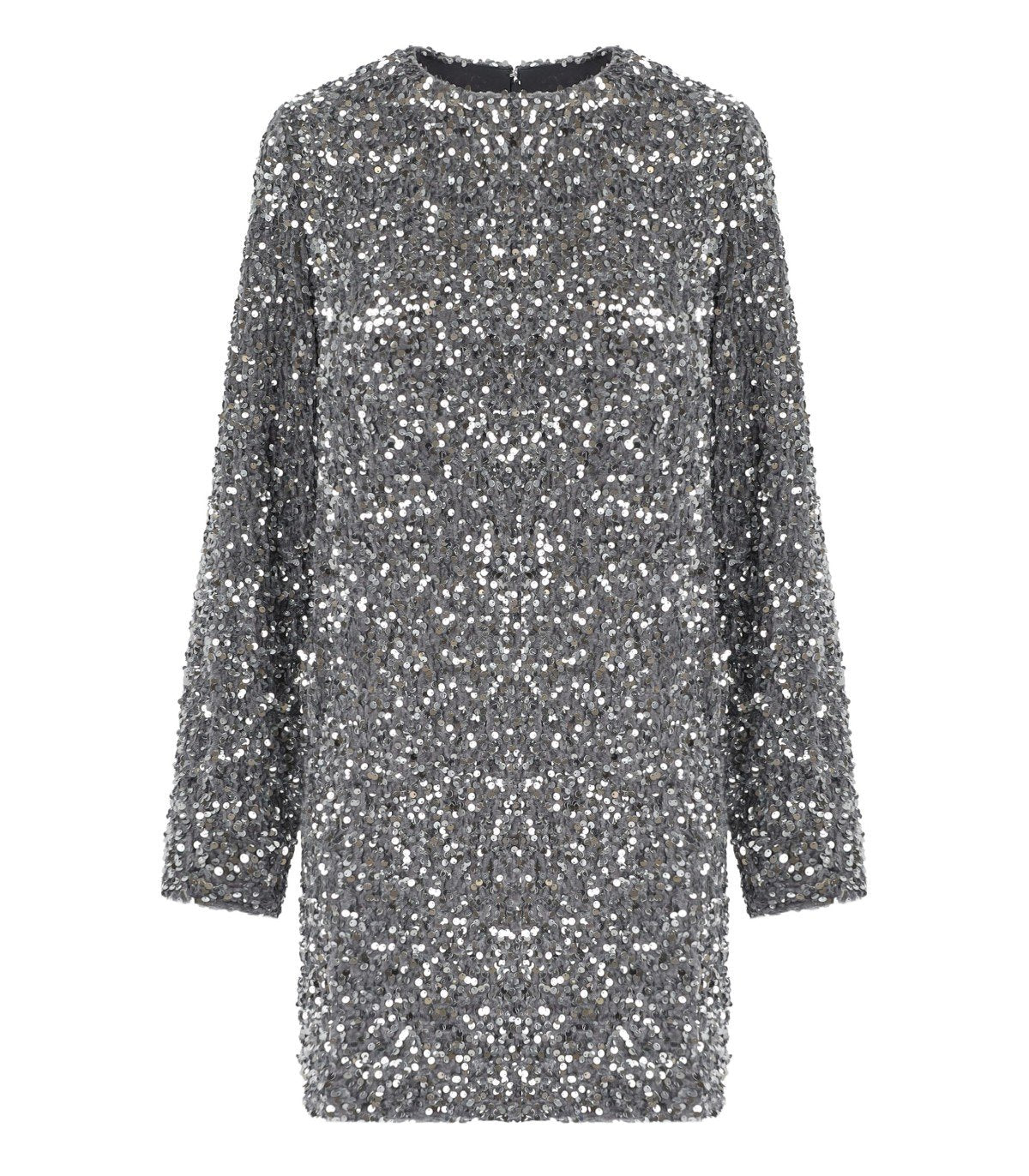 ELISABETTA FRANCHI STEEL MINI DRESS WITH SEQUINS