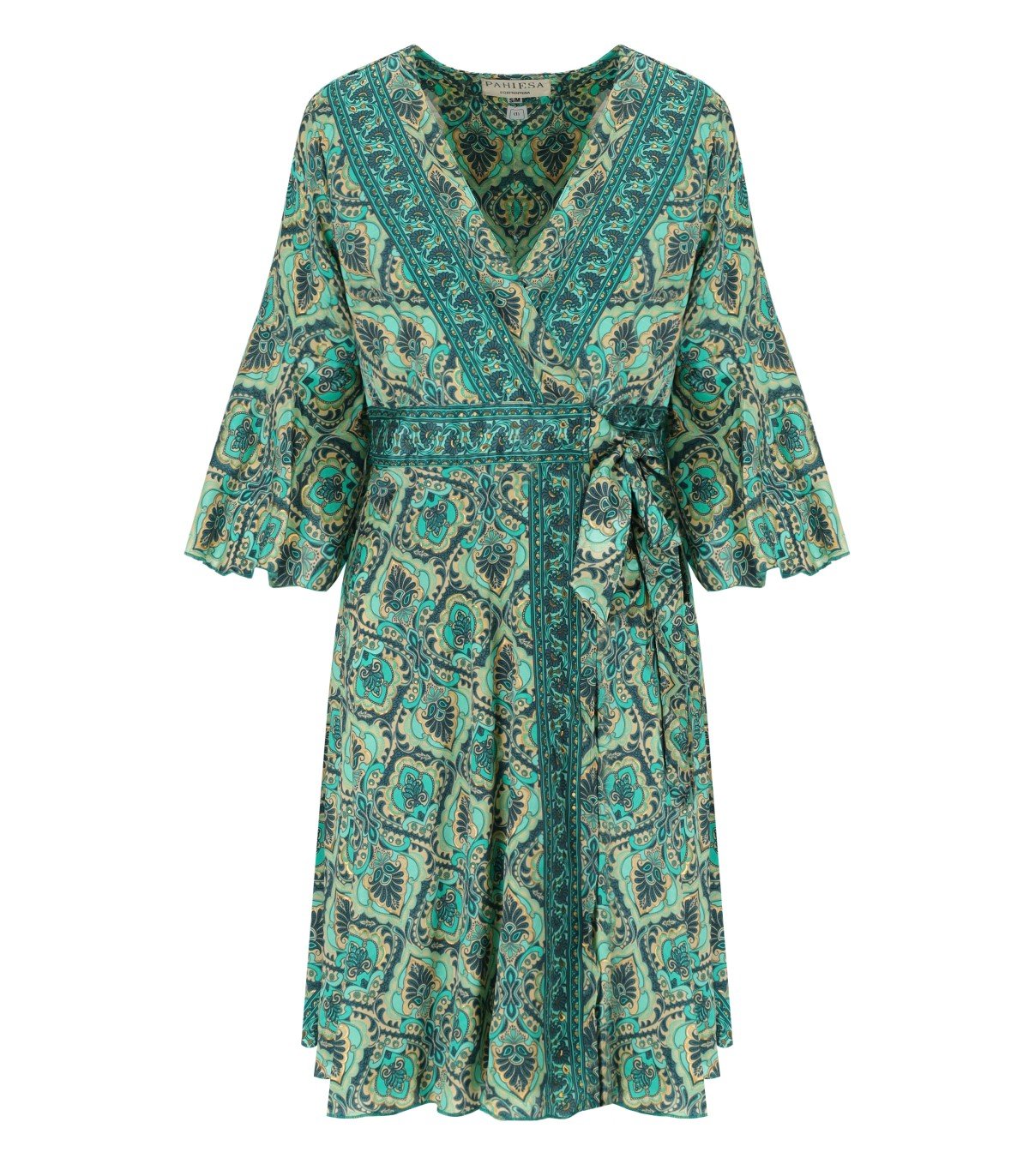 PAHIESA FORMENTERA GREEN WRAP DRESS