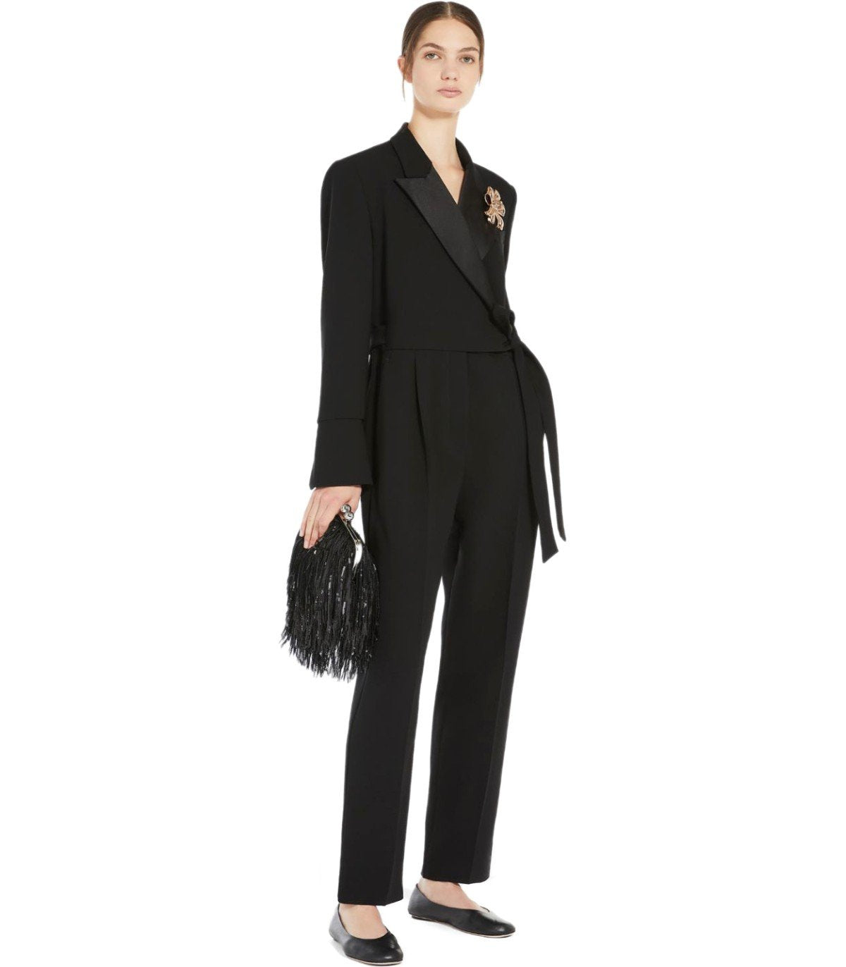 MAX MARA WEEKEND BAVIERA BLACK WRAP JUMPSUIT