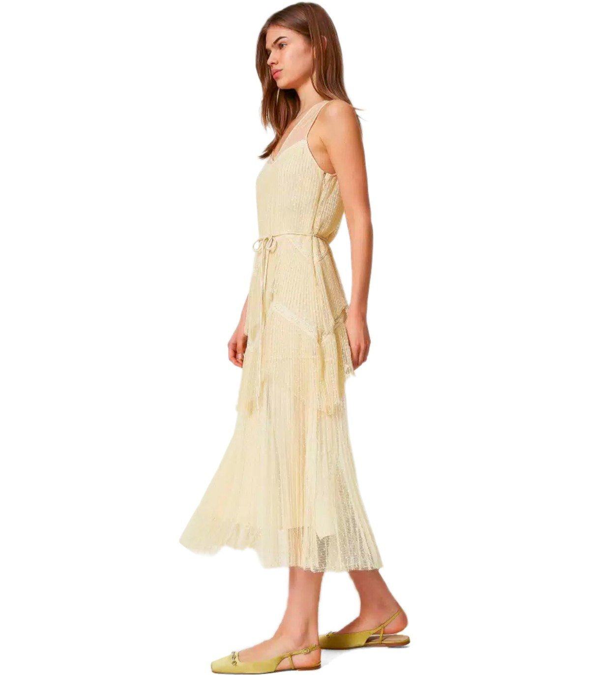 TWINSET VANILLA LONG PLEATED DRESS