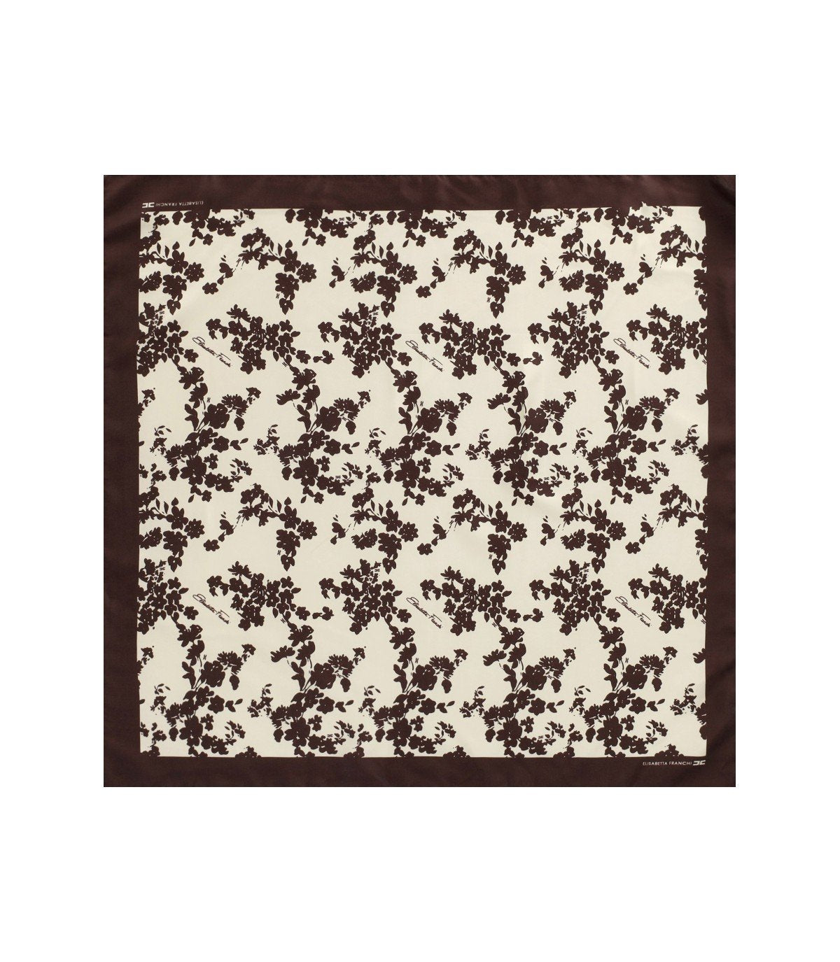 ELISABETTA FRANCHI LEMONADE CACAO FLORAL FOULARD SCARF