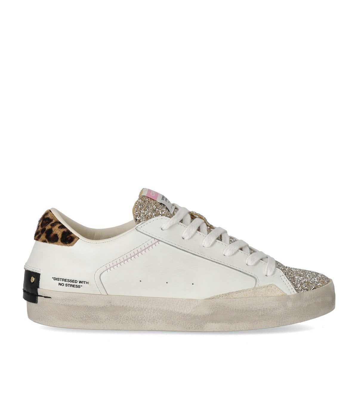 CRIME LONDON DISTRESSED GLITTER WHITE SNEAKER
