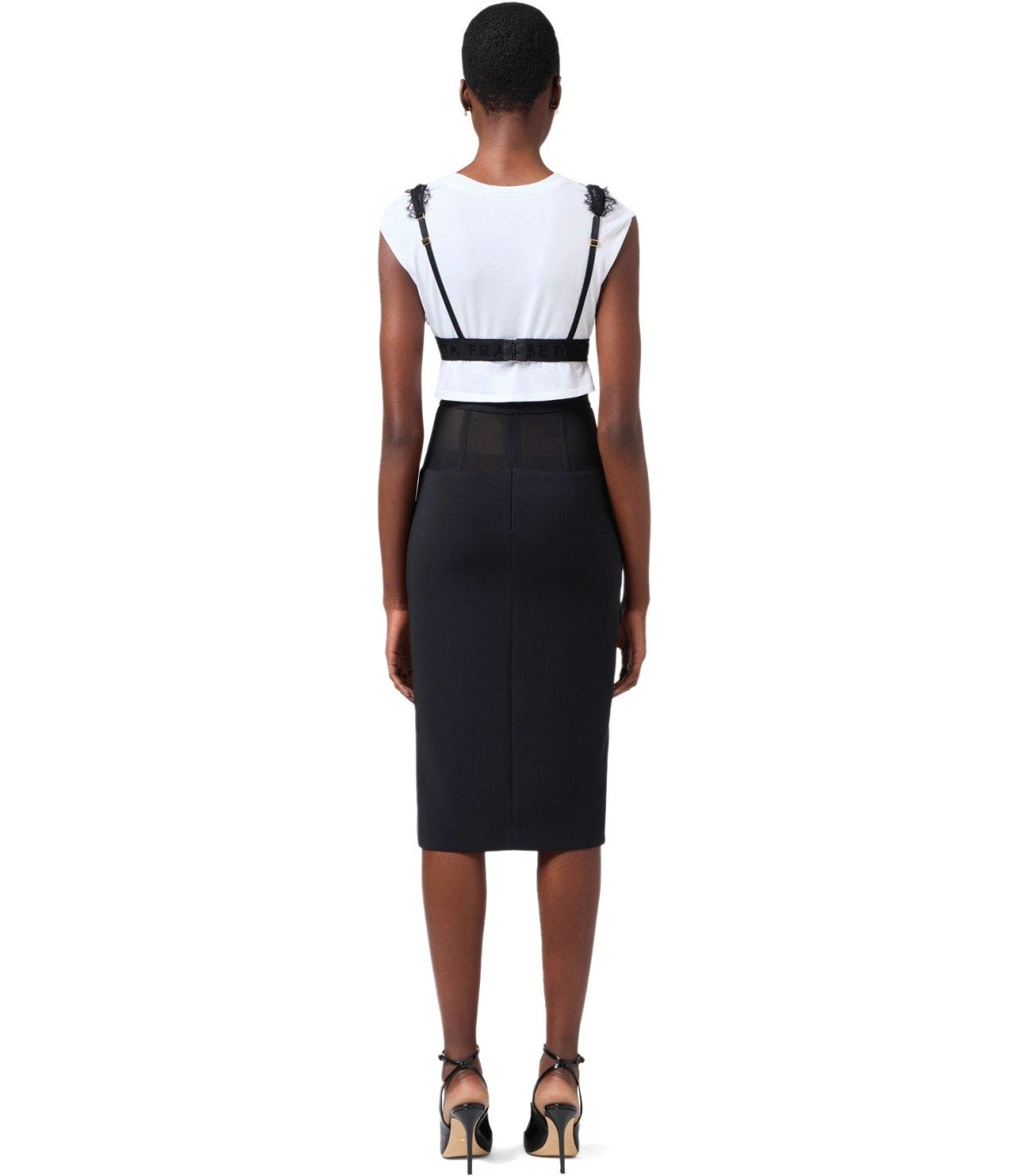 ELISABETTA FRANCHI T-SHIRT MET KANTEN BRALETTE