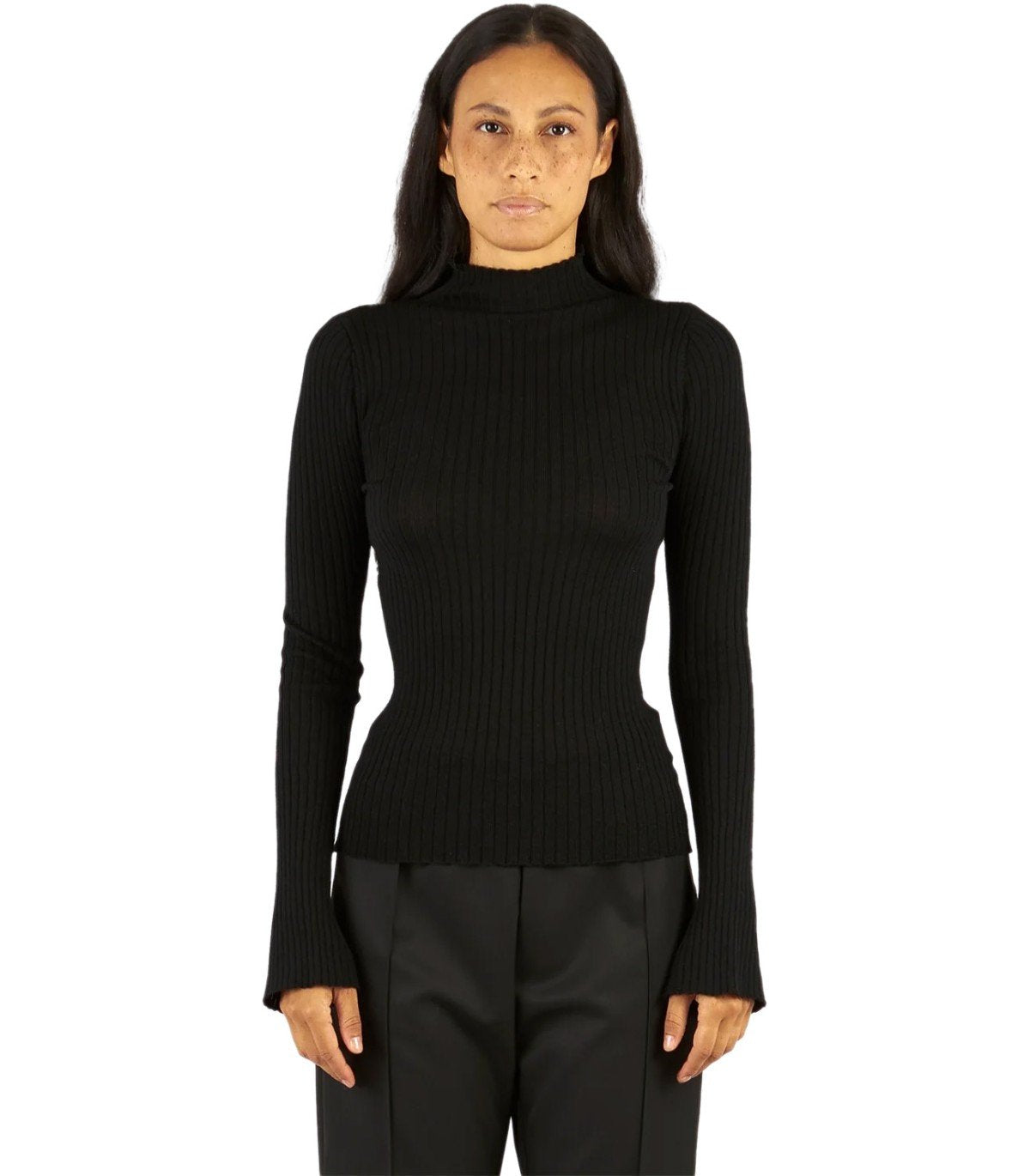 CRUNA CONNIE BLACK RIBBED SWEATER
