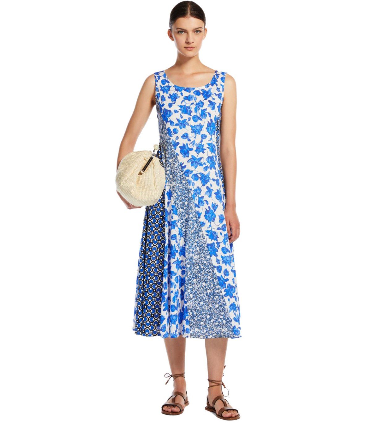 MAX MARA WEEKEND CUBANO BLUE FLORAL MIDI DRESS