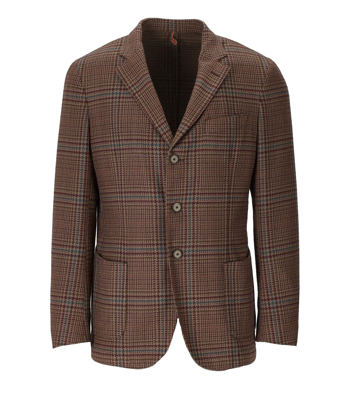 GIACCA MONOPETTO TARTAN MARRONE SANTANIELLO