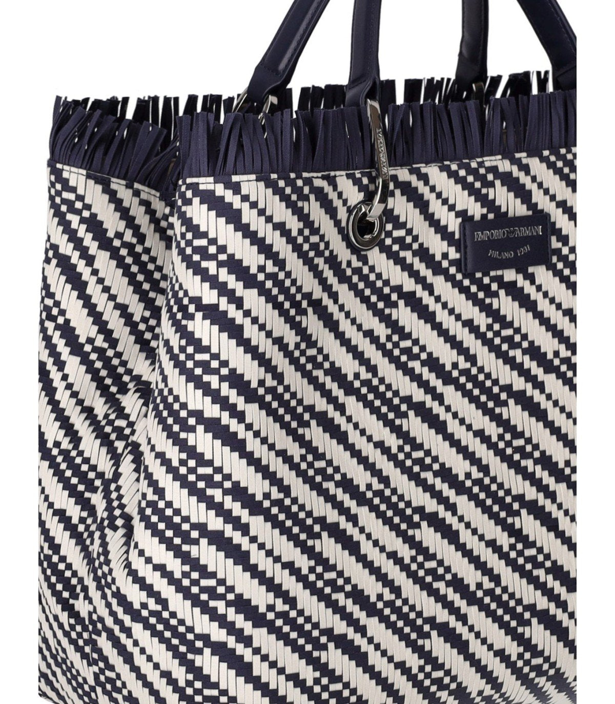 EMPORIO ARMANI MYEA BLUE AND WHITE MEDIUM SHOPPING BAG