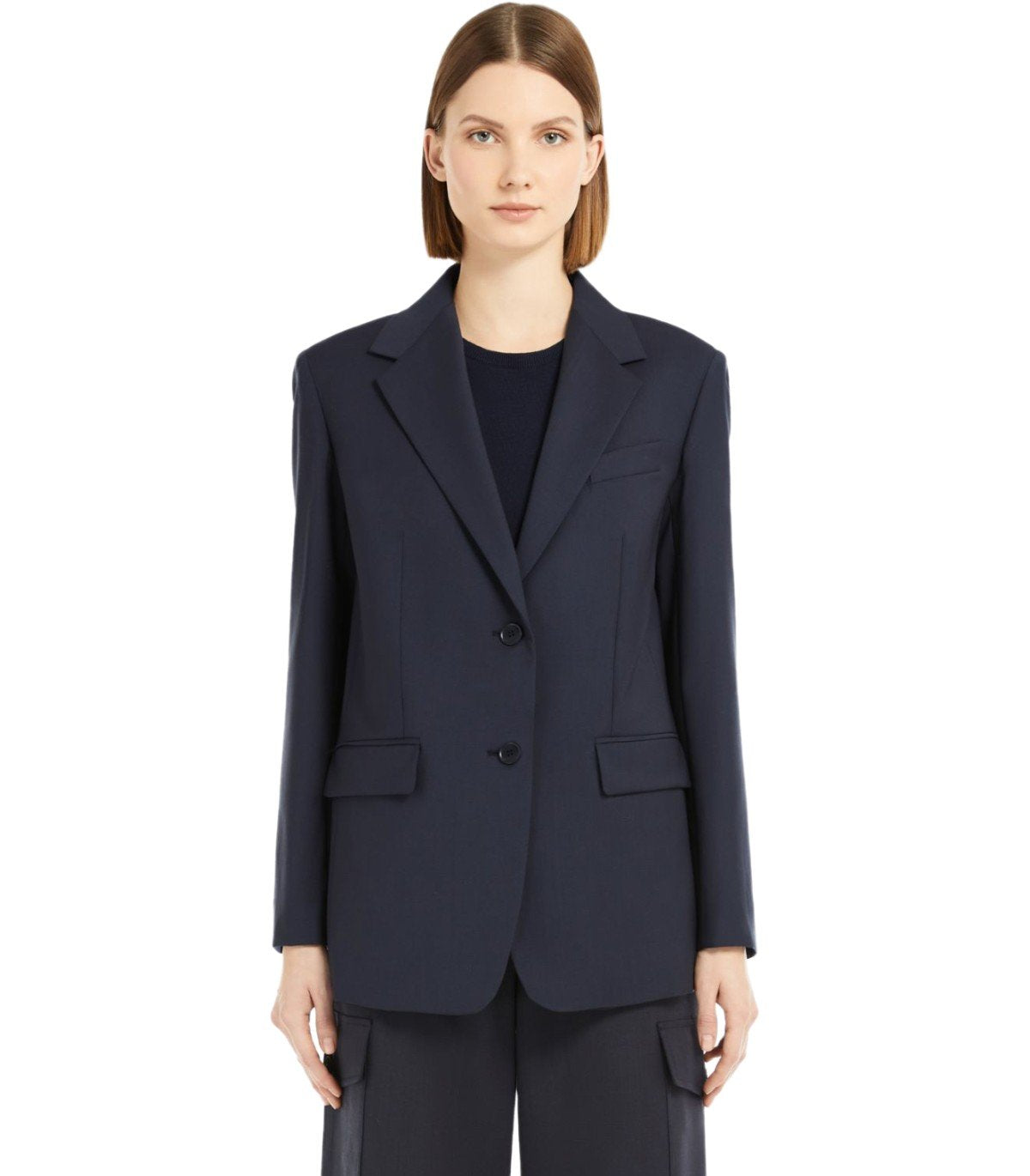 MAX MARA WEEKEND MATERIA BLUE SINGLE BREASTED BLAZER