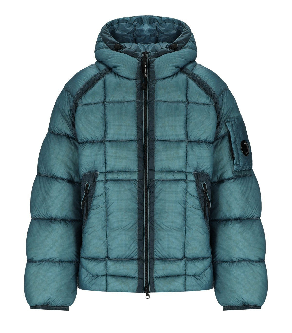 C.P. COMPANY D.D.-SHELL AEGEAN BLUE HOODED DOWN JACKET