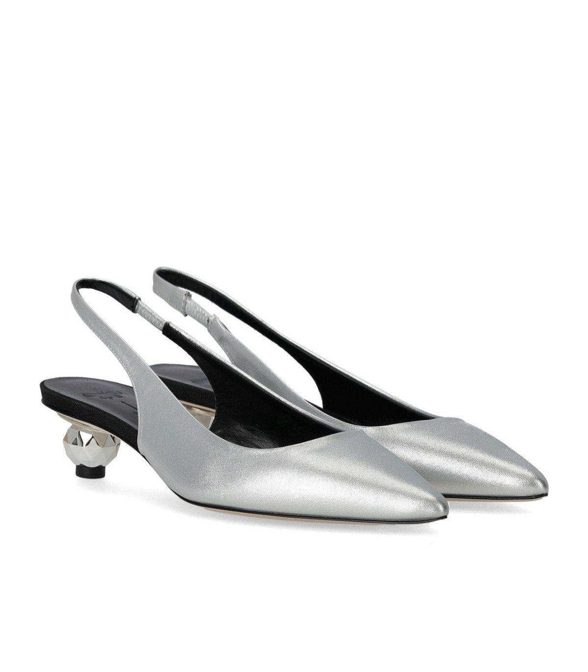 MAX MARA WEEKEND GALLICO SILVER SLINGBACK PUMPS
