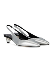 MAX MARA WEEKEND GALLICO SILVER SLINGBACK PUMPS