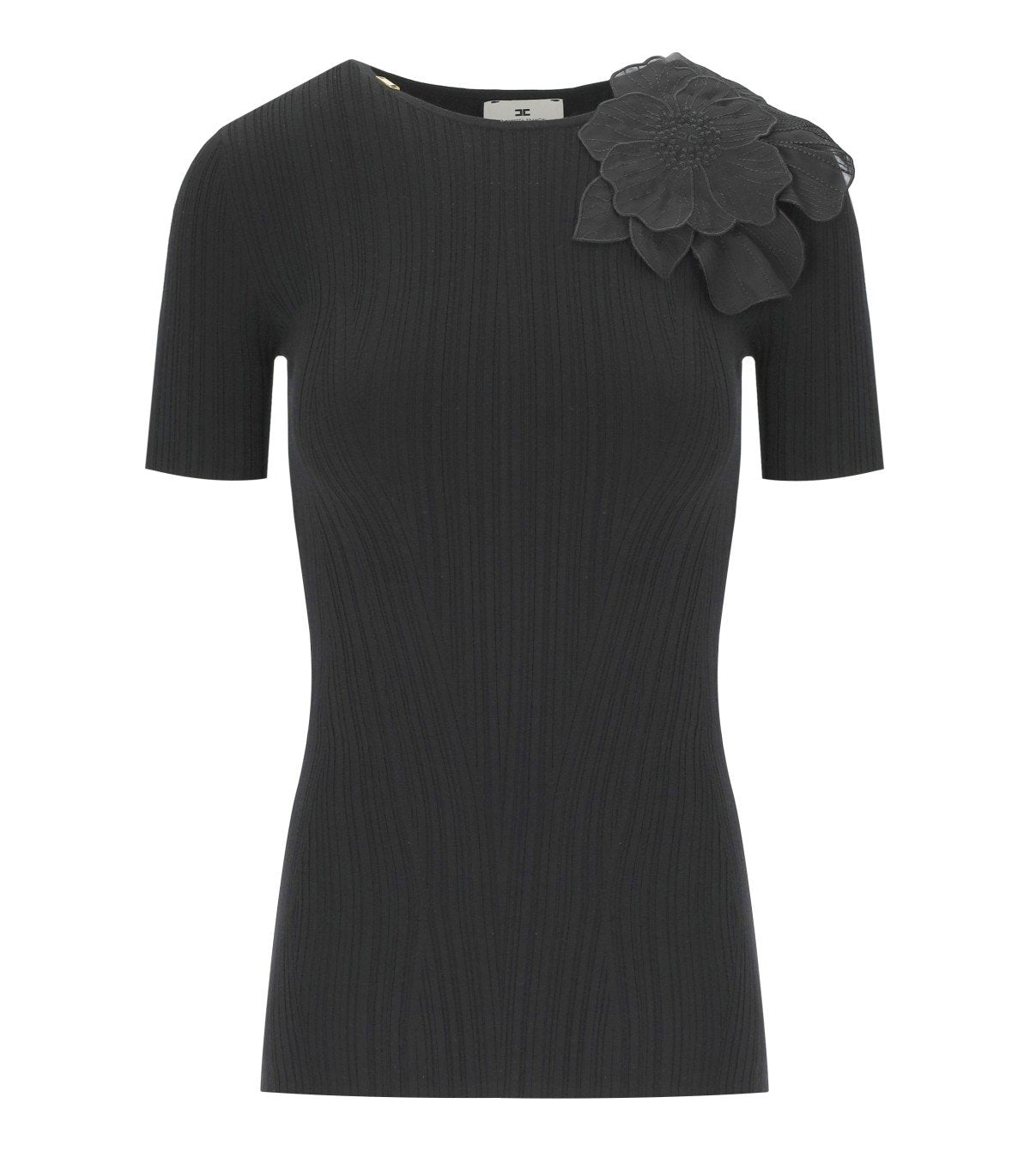 T-SHIRT CON FIORE NERA ELISABETTA FRANCHI